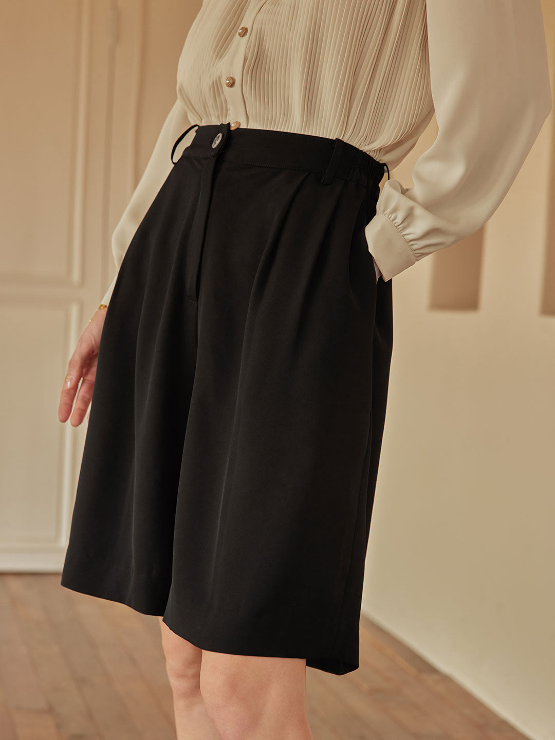 Daiki Chiffon Straight Shorts/Simple Retro/11058