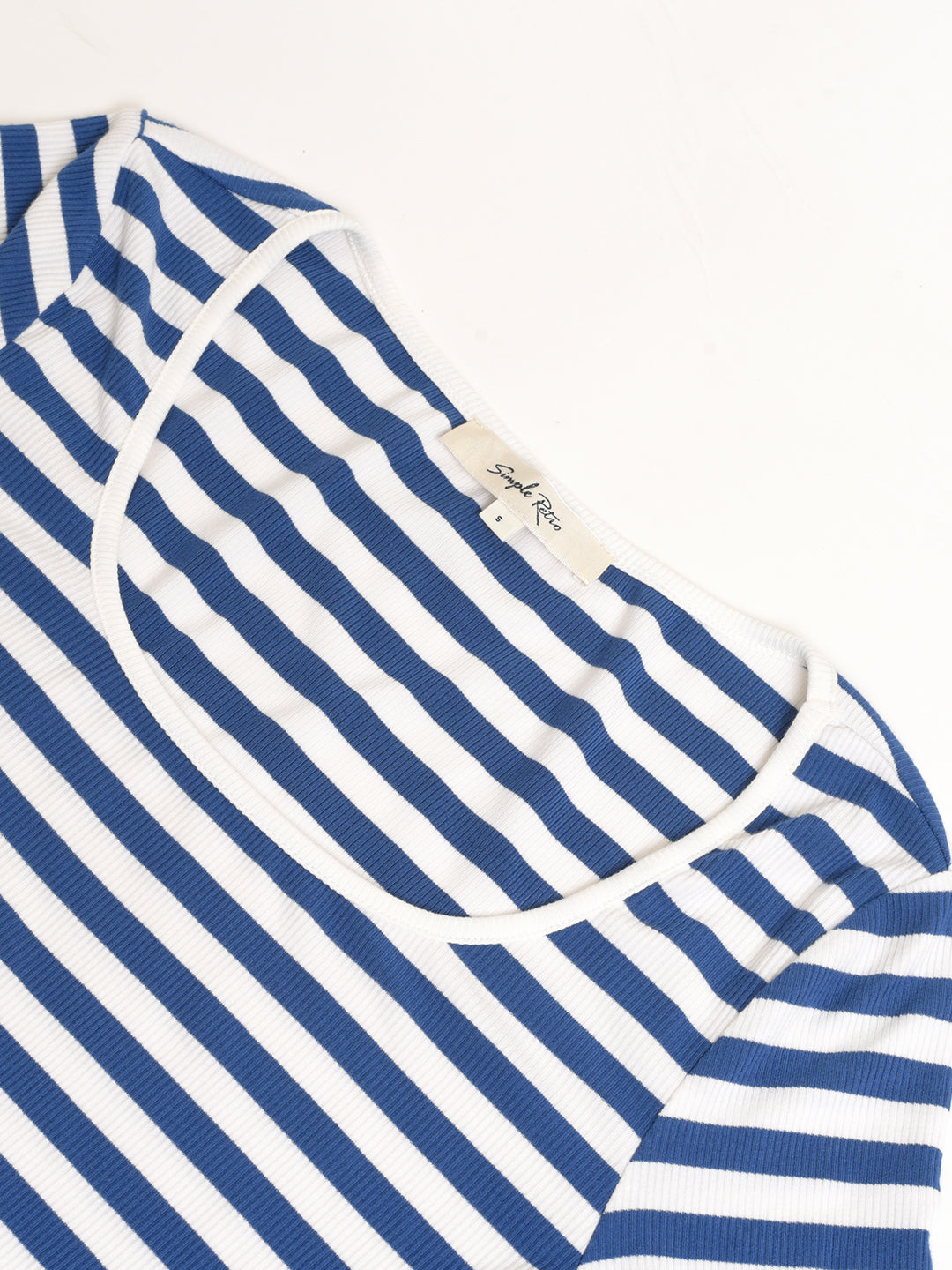 Mavis Striped U-neck Blue Knitted Top