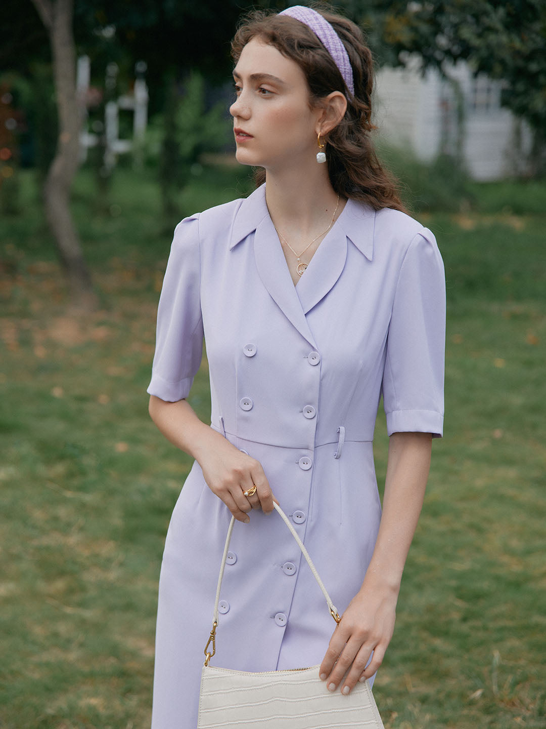 Natalie Chiffon Suit Lilac Midi Dress
