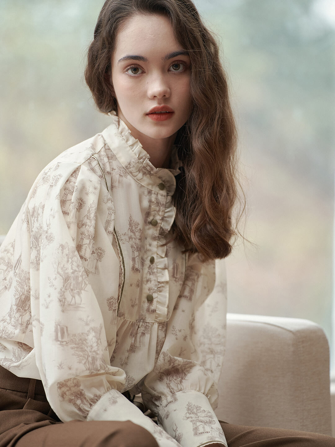 Candance Apricot Stand Collar Blouse