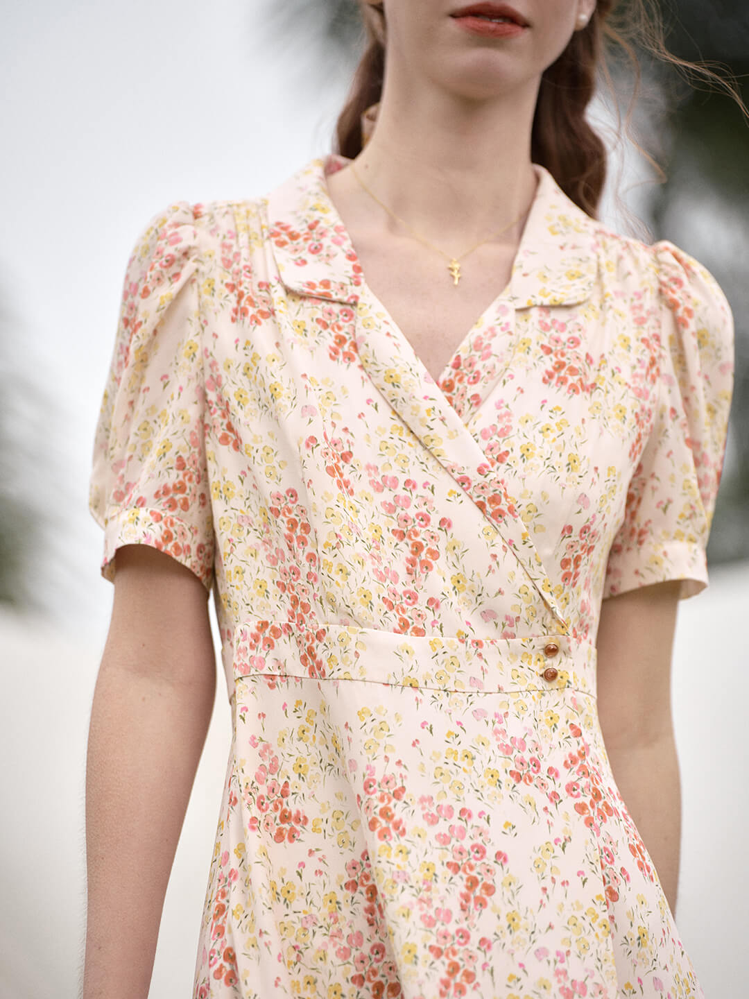 Makenna French Small Lapel Floral Dress