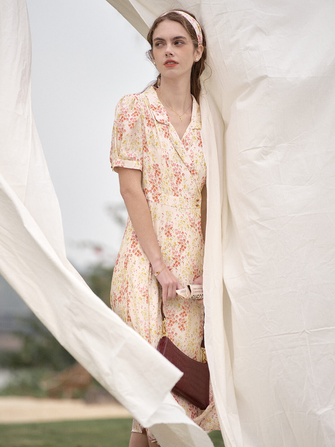 Makenna French Small Lapel Floral Dress