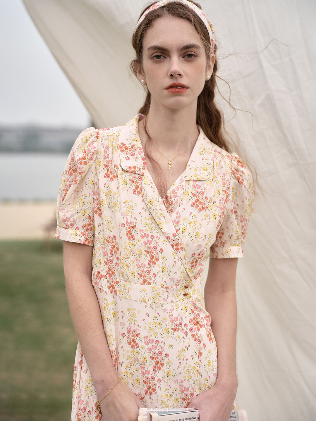 Makenna French Small Lapel Floral Dress