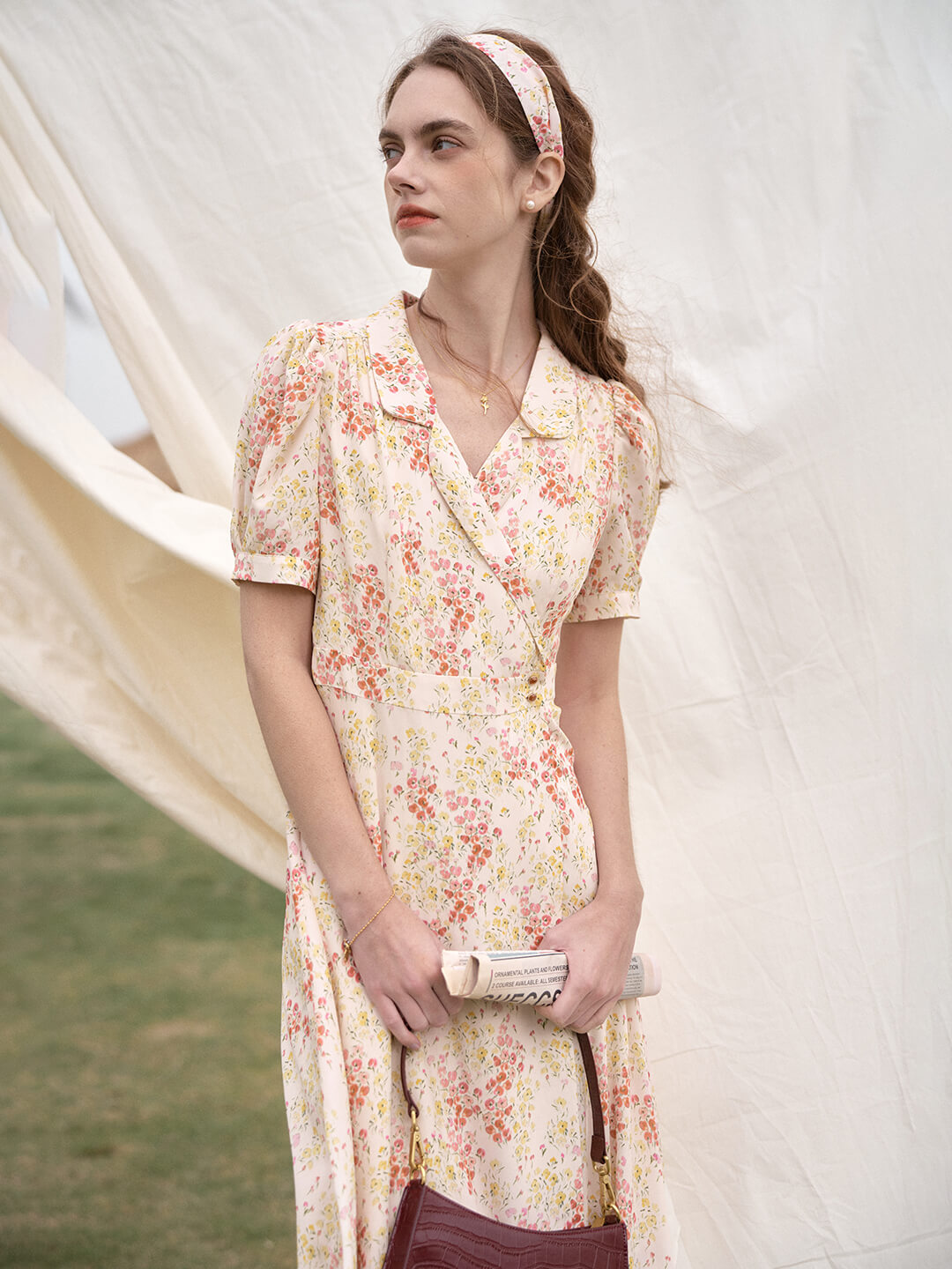 Makenna French Small Lapel Floral Dress
