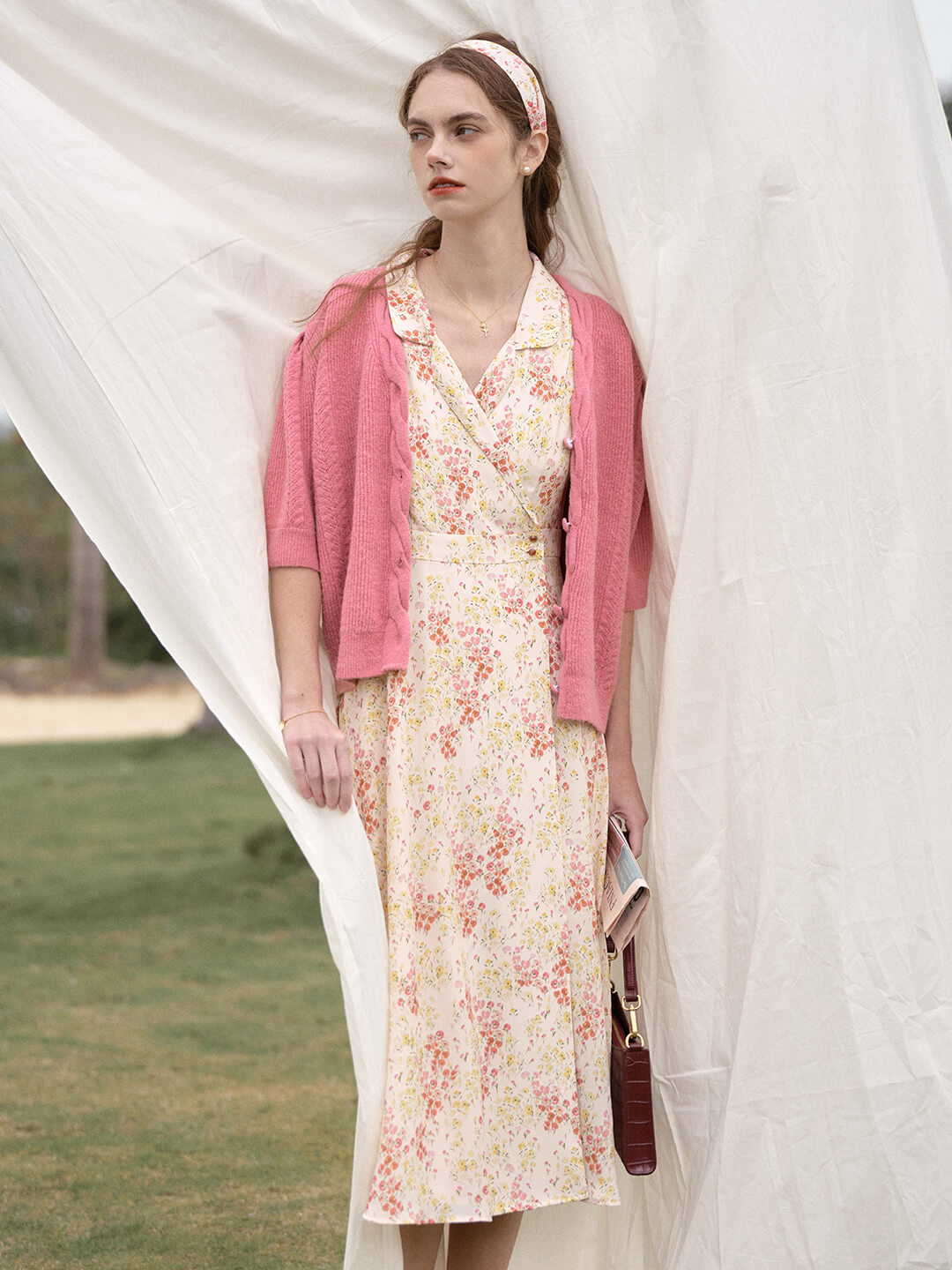 Makenna French Small Lapel Floral Dress