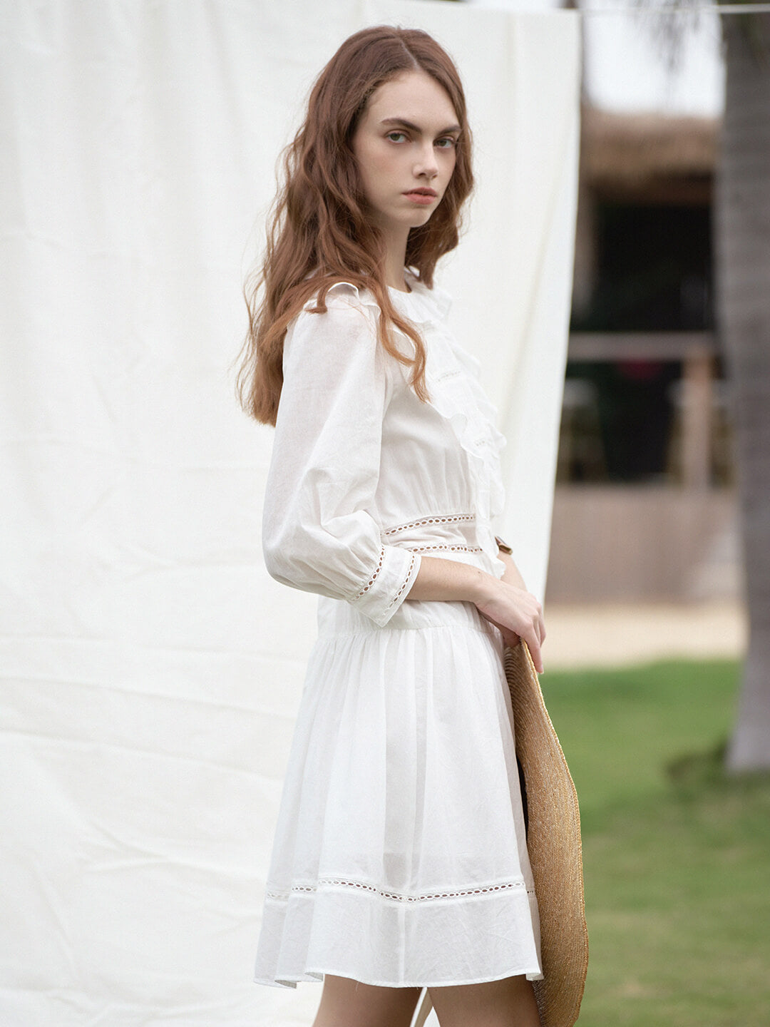 Lucille Victorian Long Sleeve White Dress
