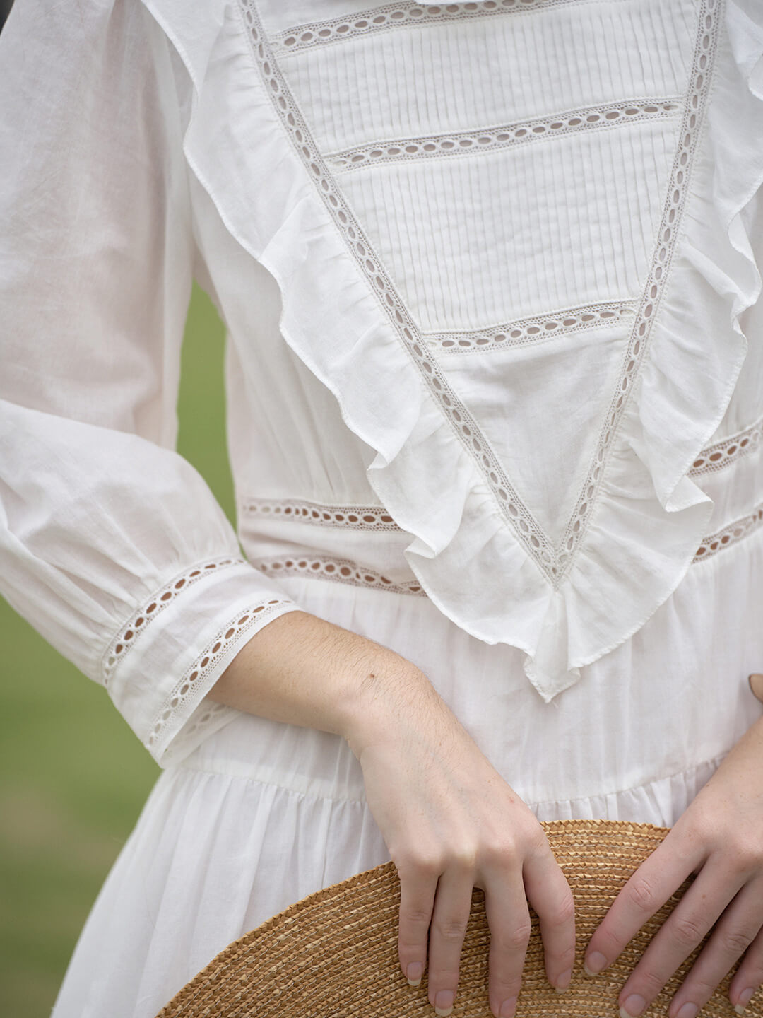 Lucille Victorian Long Sleeve White Dress
