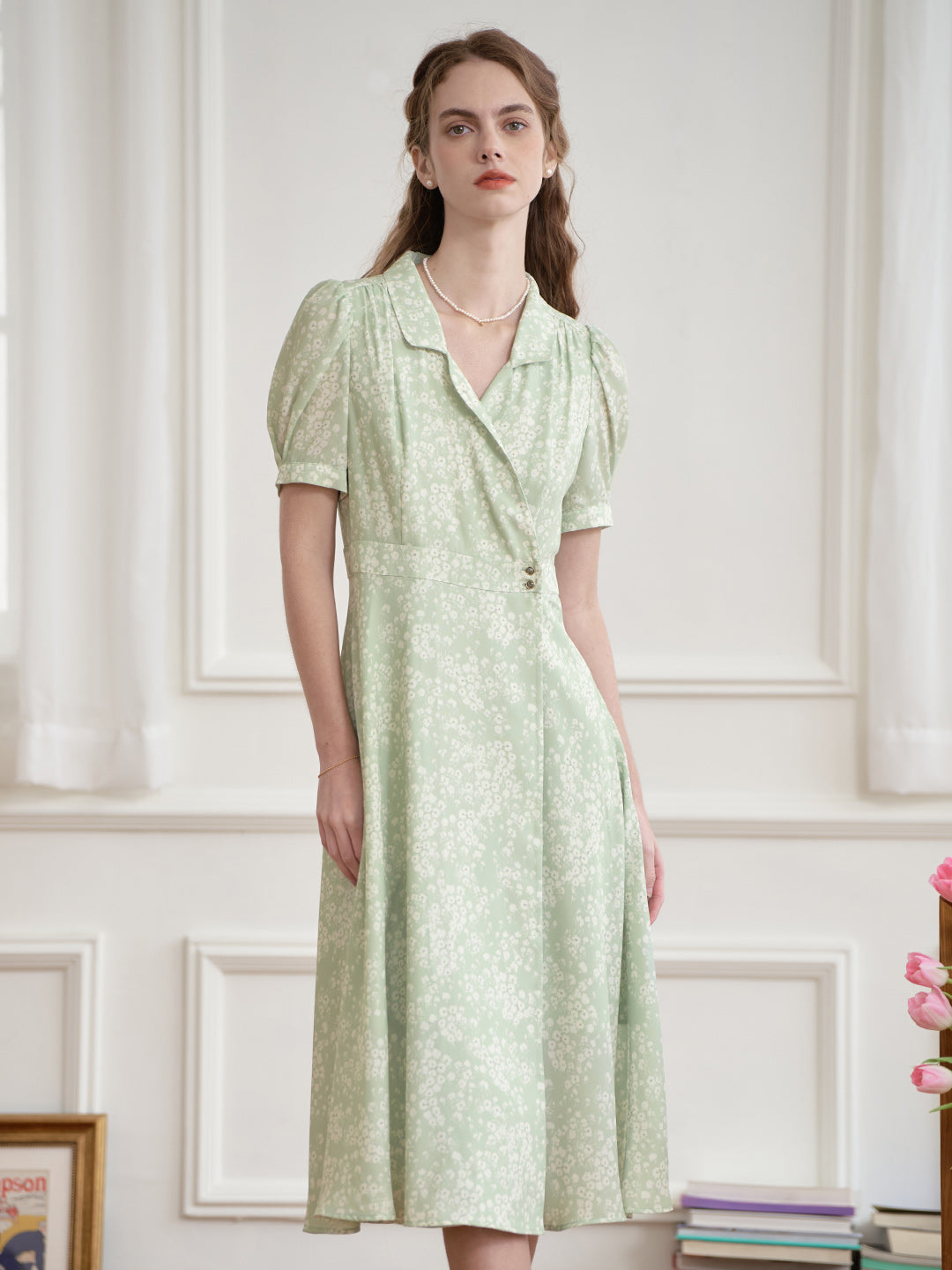 Makenna French Small Lapel Floral Dress