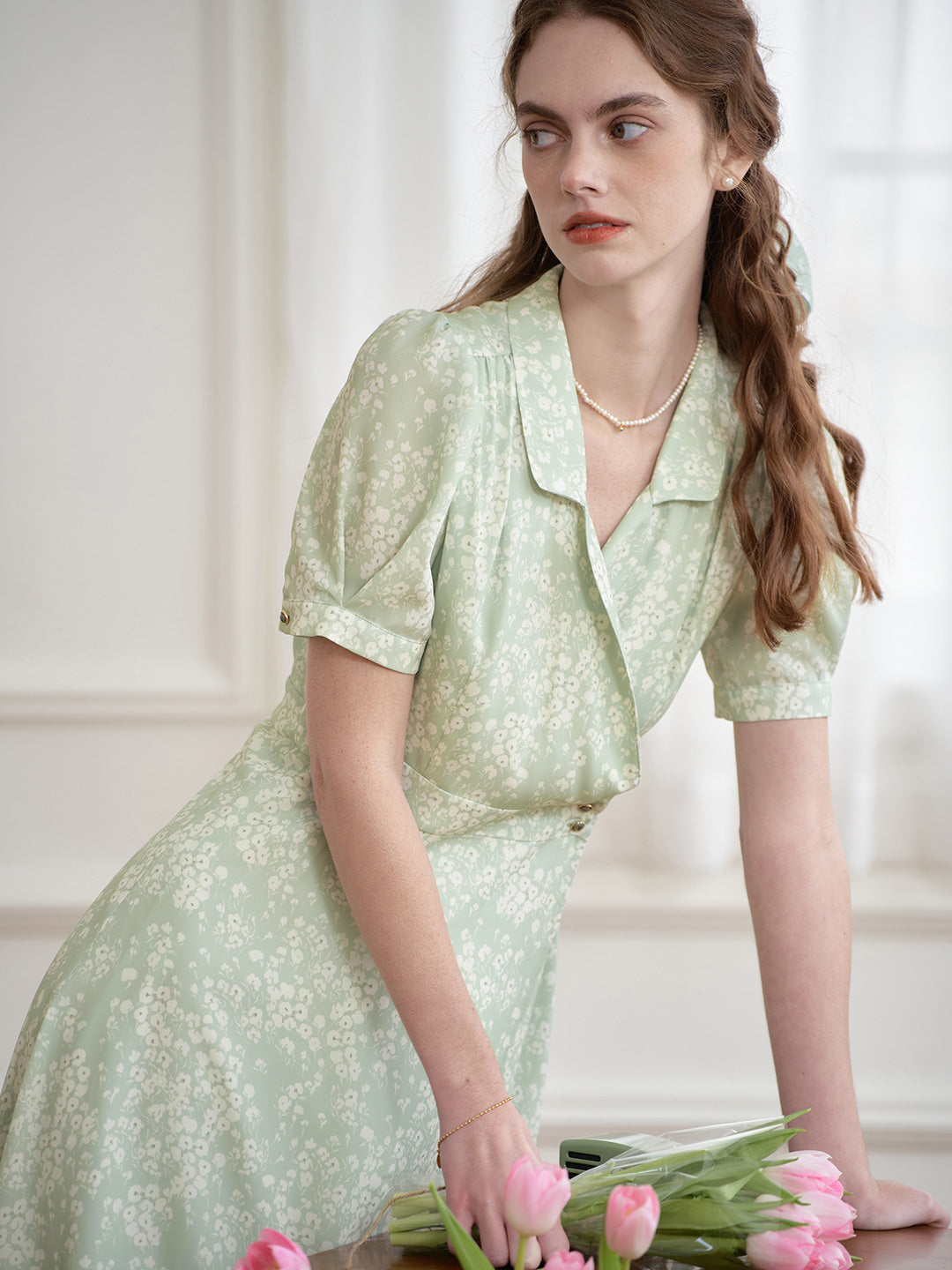 Makenna French Small Lapel Floral Dress