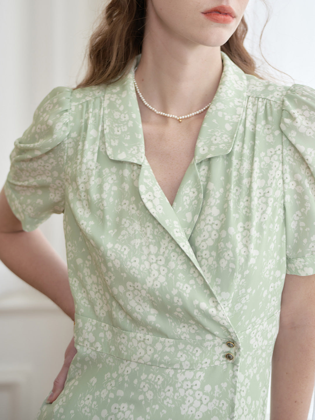 Makenna French Small Lapel Floral Dress