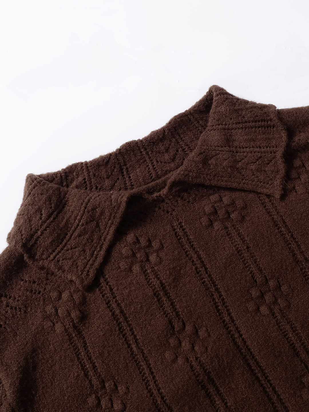 Jasmine Cable Polo Brown Knit Sweater