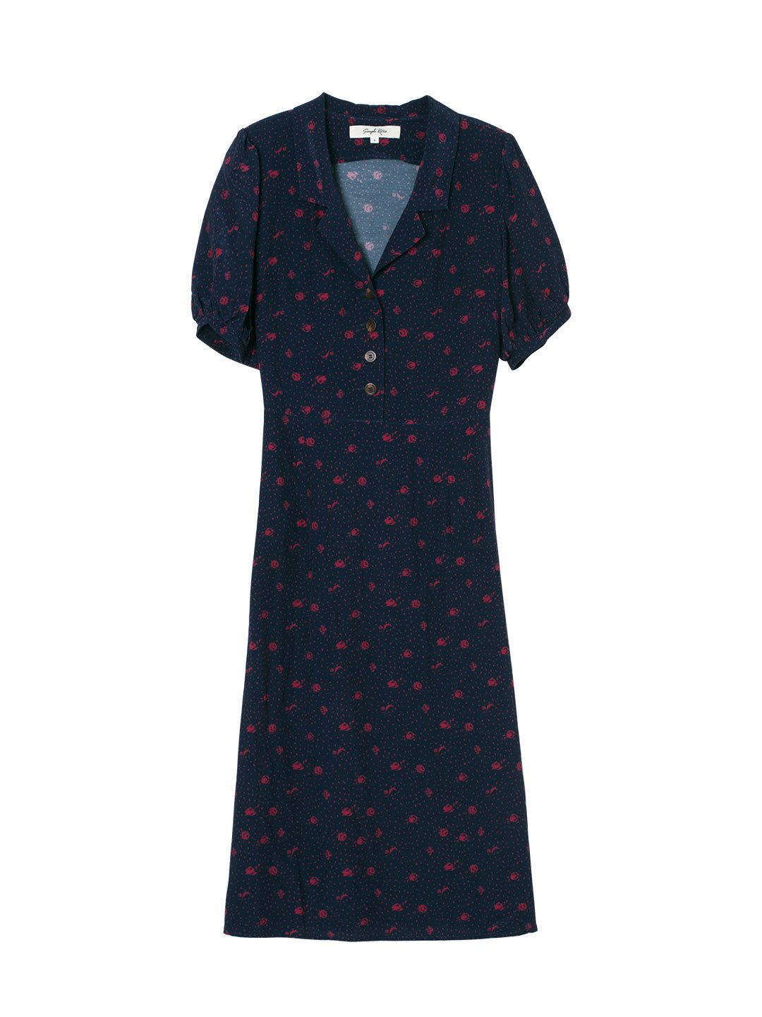 【Final Sale】Madeleine Vintage V Neck Puff Sleeve Dress