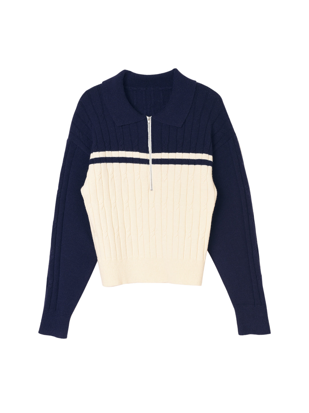 【FINAL SALE】Lyla Polo Cable Blue Knit Sweater