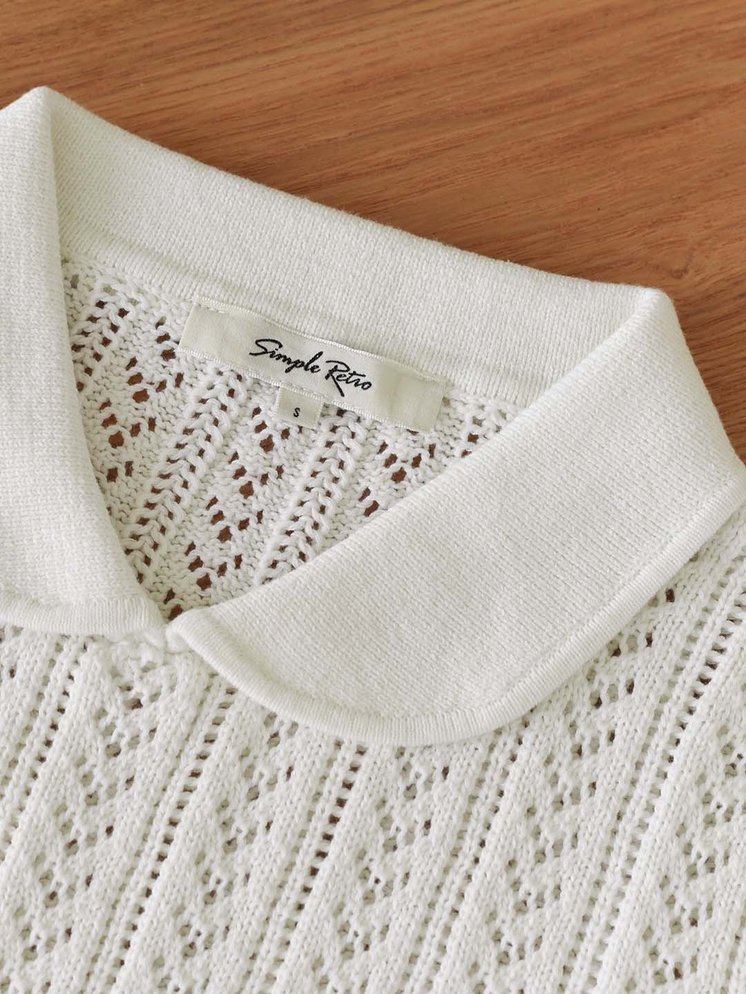 Kamryn Small Lapel Hollow Short Sleeve Knit Top