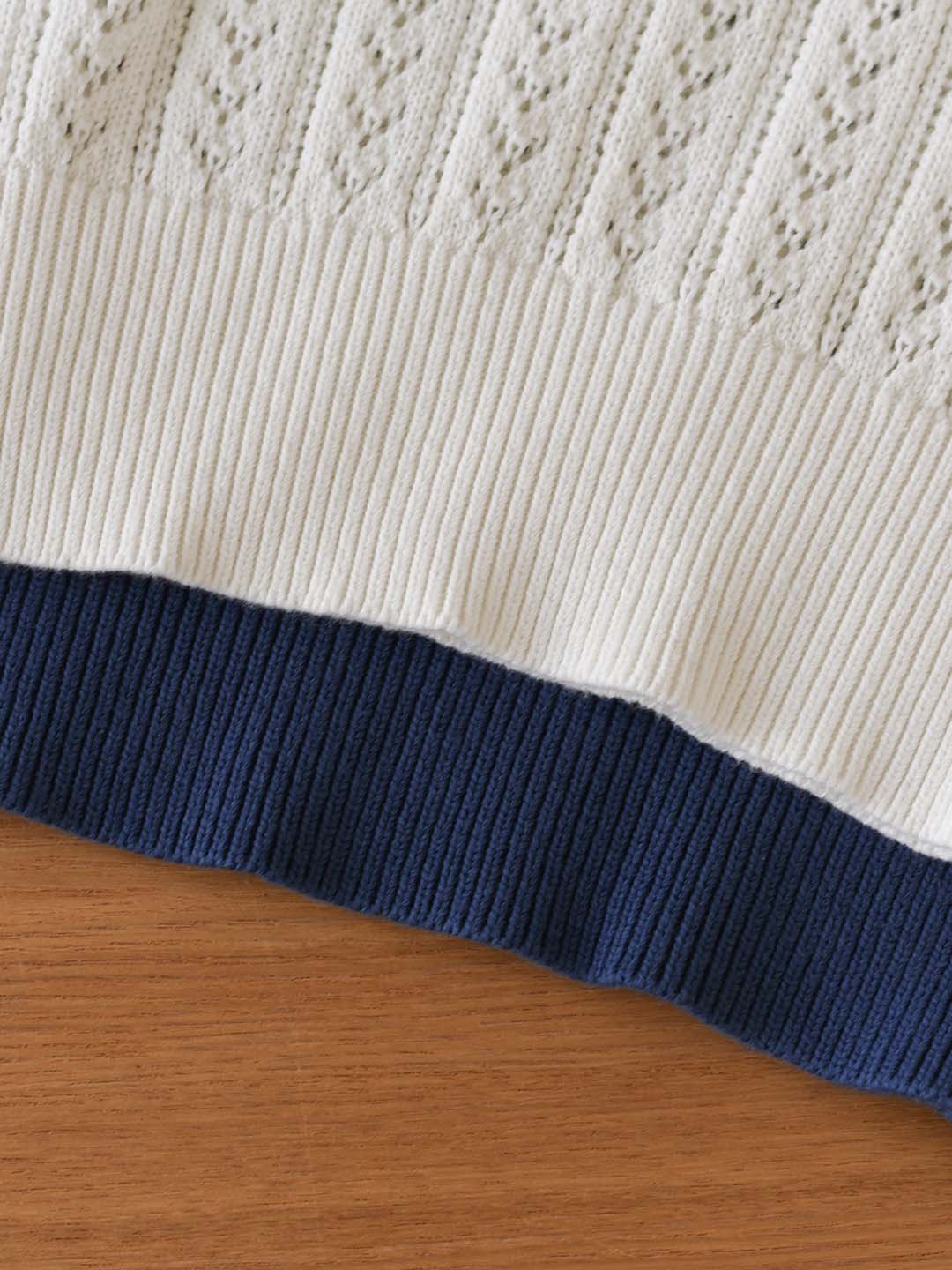 Kamryn Small Lapel Hollow Short Sleeve Knit Top