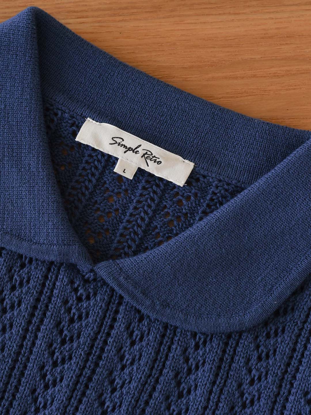 Kamryn Small Lapel Hollow Short Sleeve Knit Top