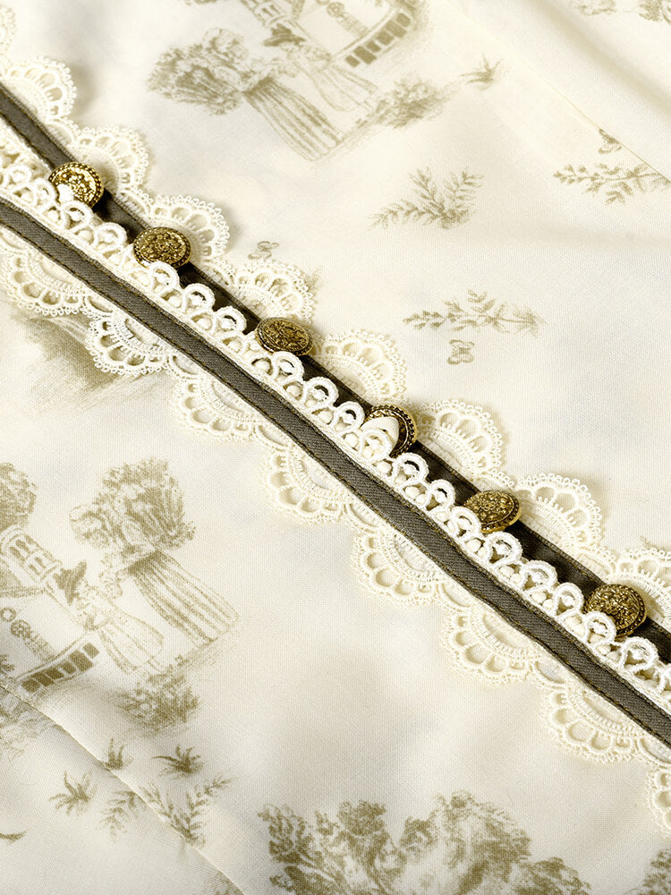 Lyric Printed Stand Collar Midi Dress