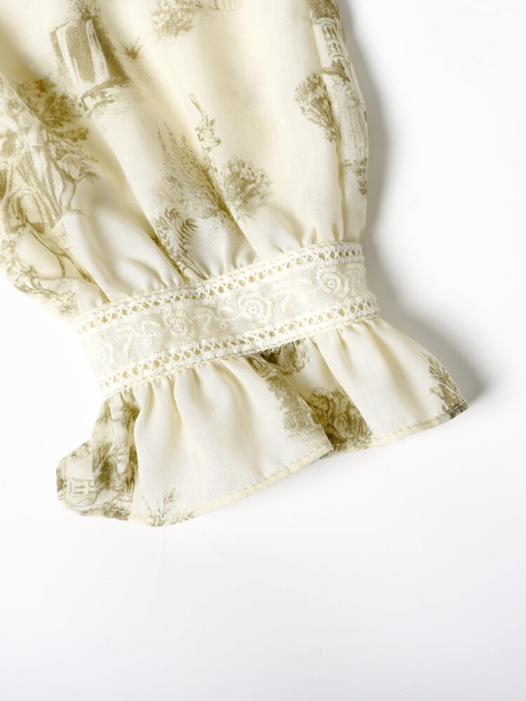 Lyric Printed Stand Collar Midi Dress