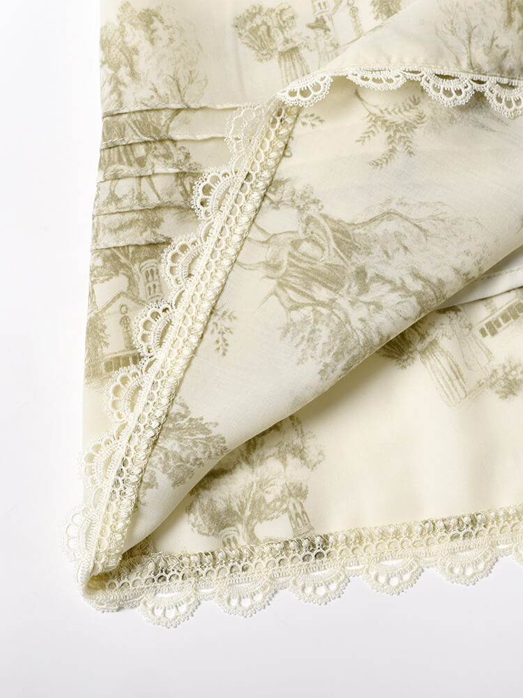 Lyric Printed Stand Collar Midi Dress