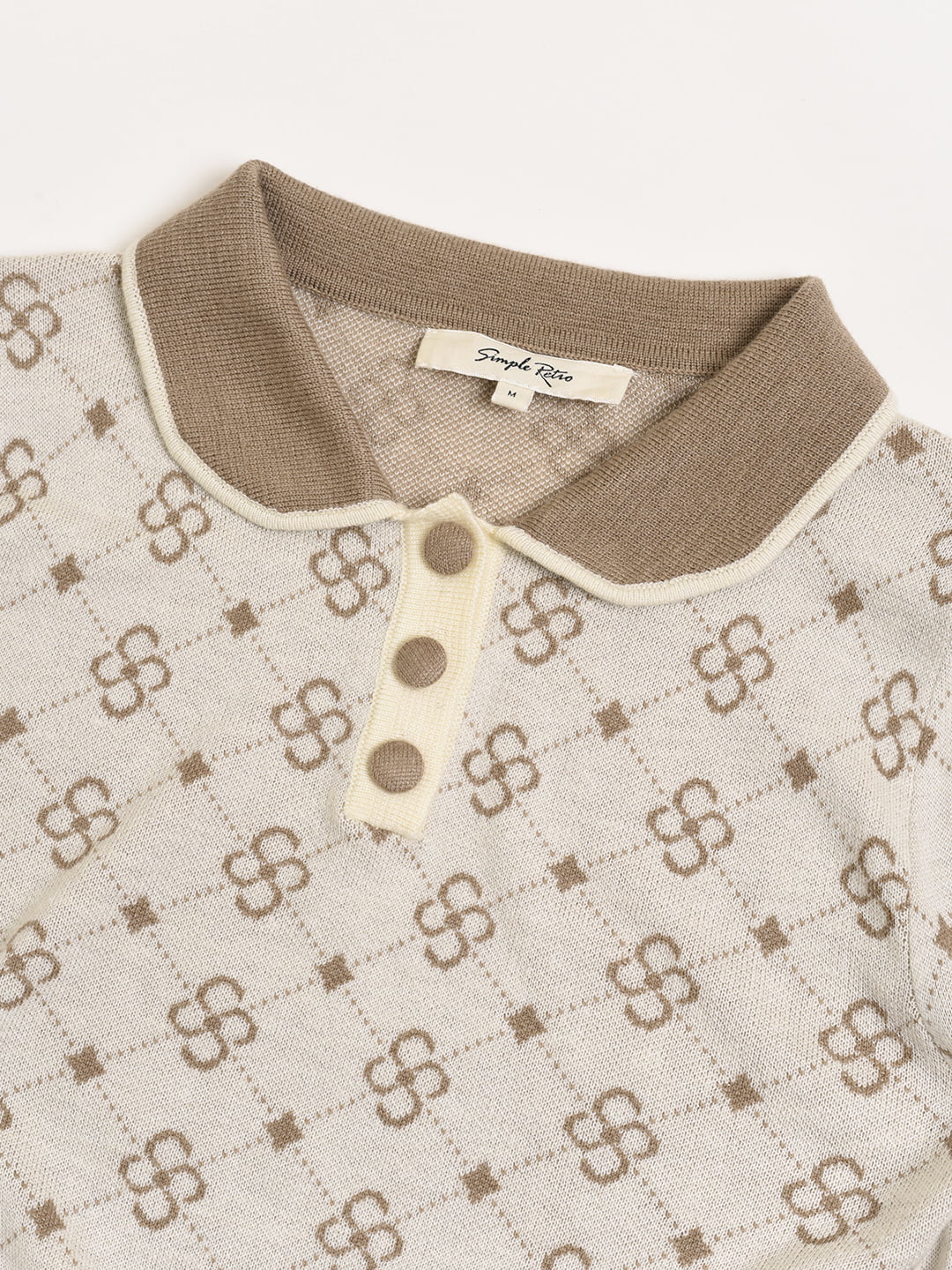 【FINAL SALE】Emily Patterned Brown Polo Knitted Dress