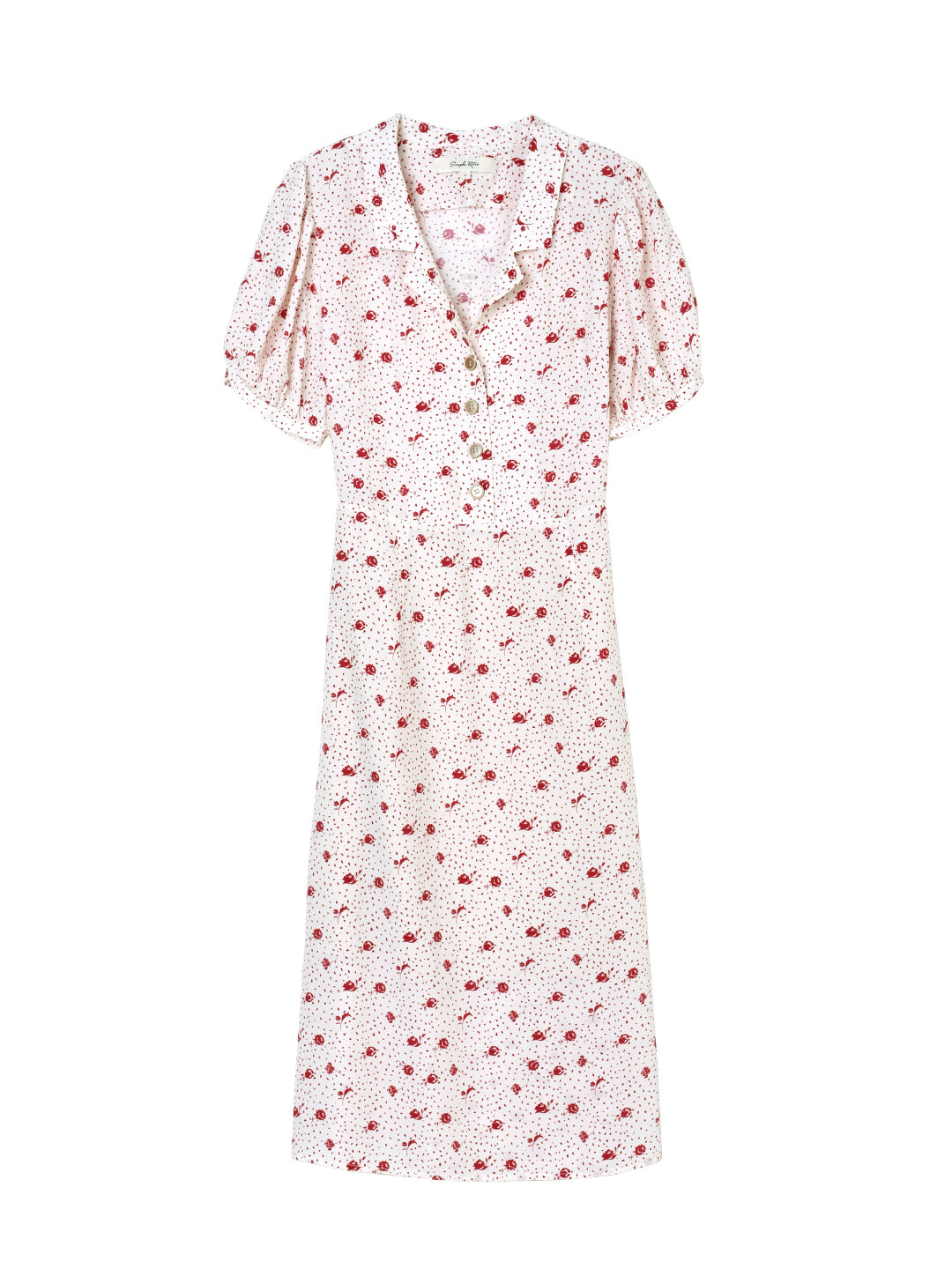 【Final Sale】Madeleine Vintage V Neck Puff Sleeve Dress
