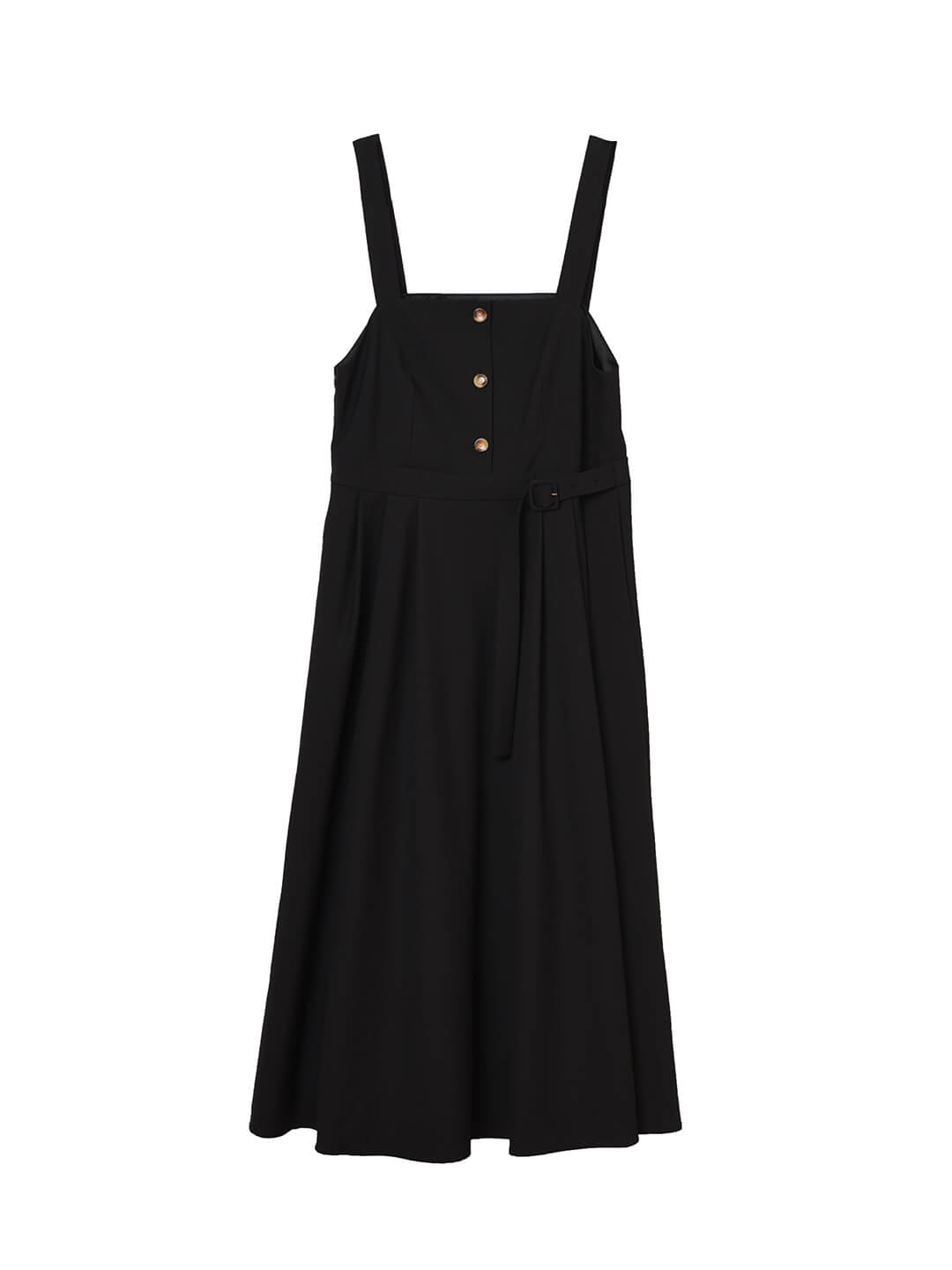 Trista Pleated Black Strap Dress/SIMPLERETRO