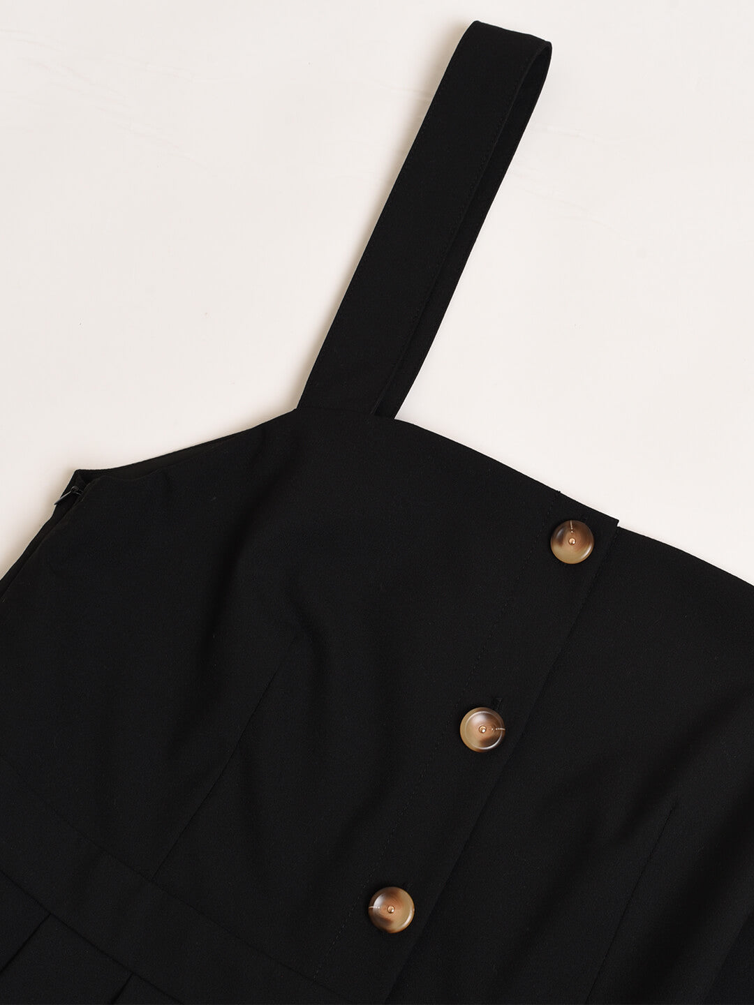 Trista Pleated Black Strap Dress/SIMPLERETRO