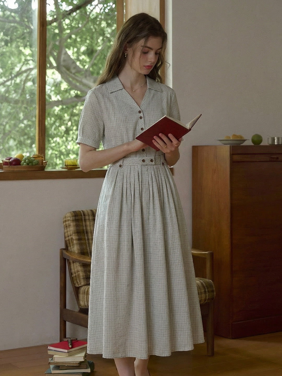 Emryn V-Neck Plaid Dress