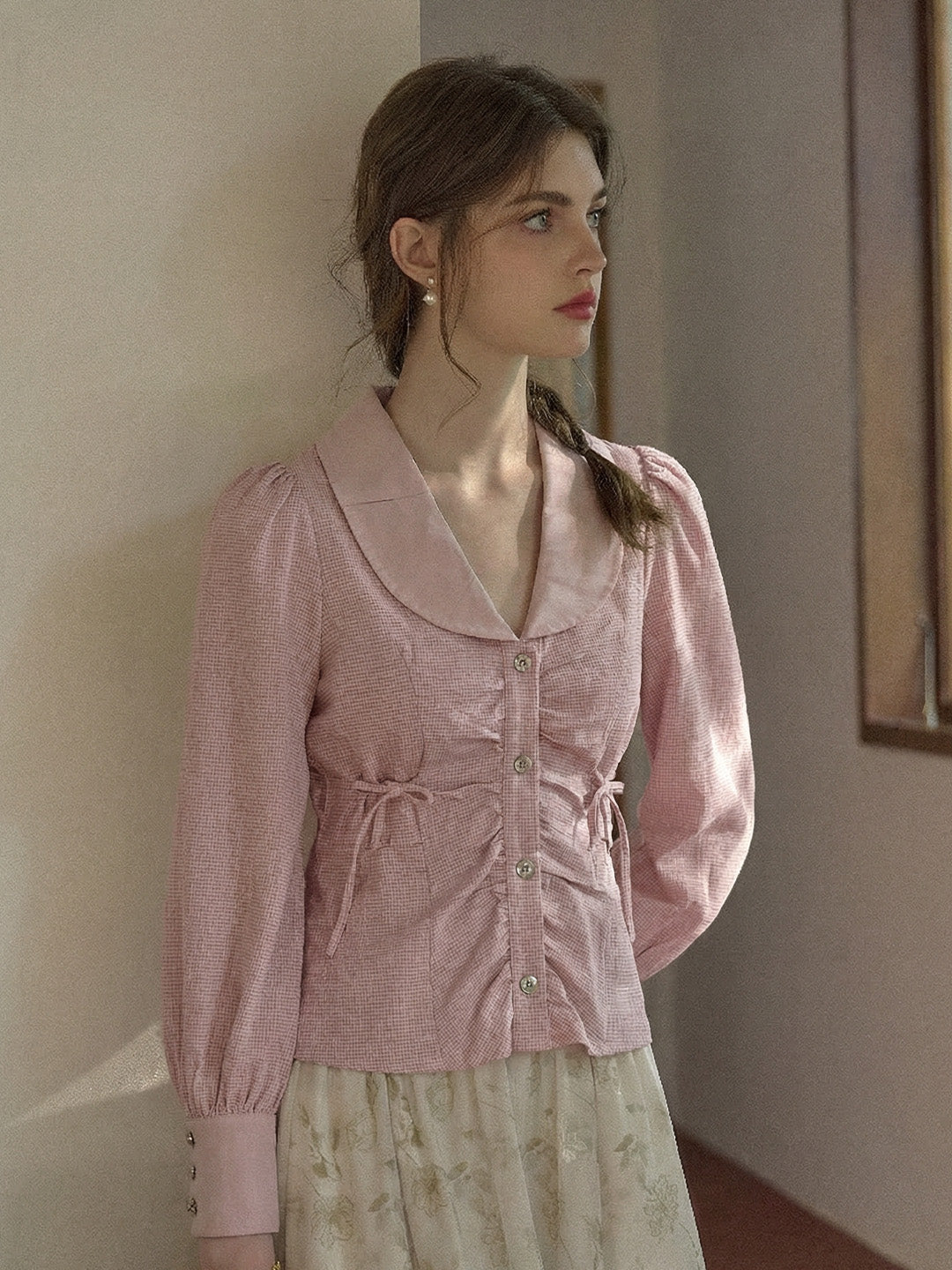 Barbara Retro V-Neck Bow Blouse