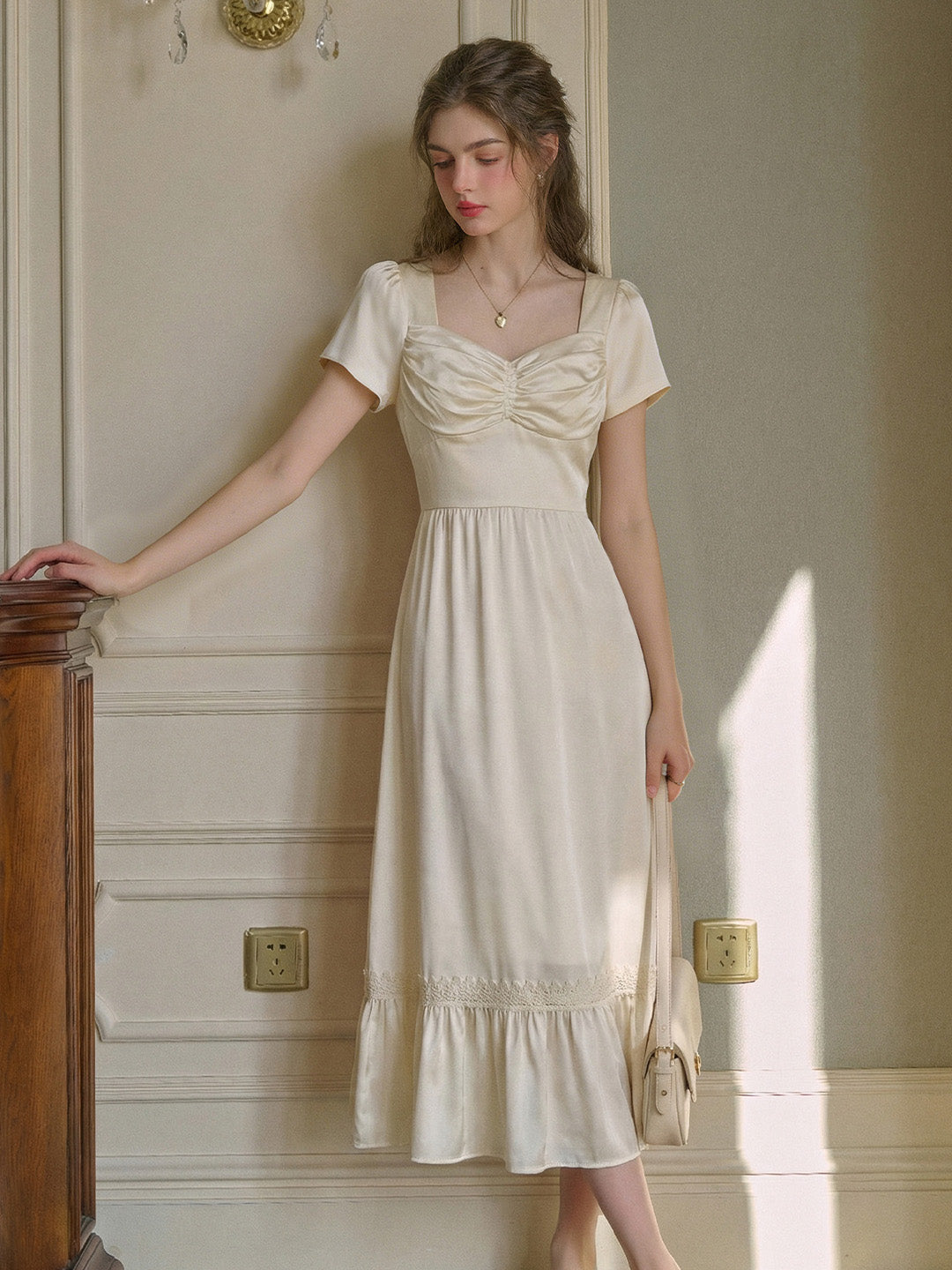 Sophia Sweetheart Neck Shirred Dress