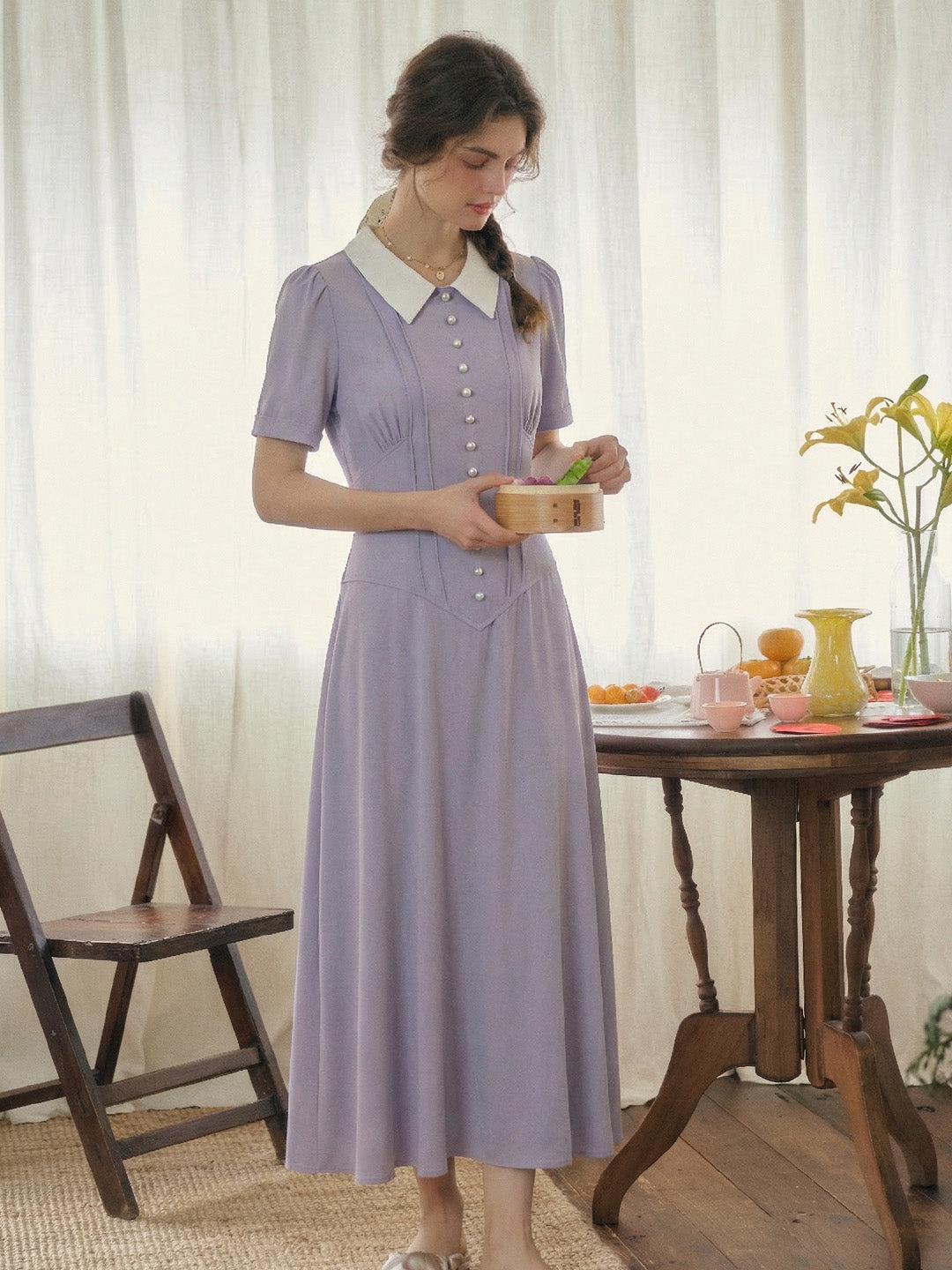 Janelle Lapel Button-up Dress