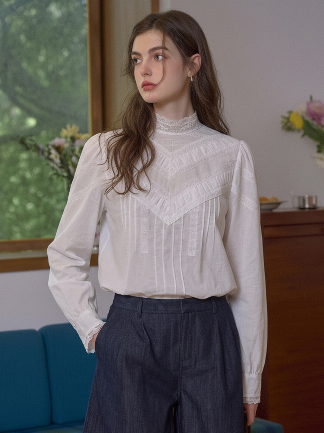Daphne Lace Embroidery Blouse