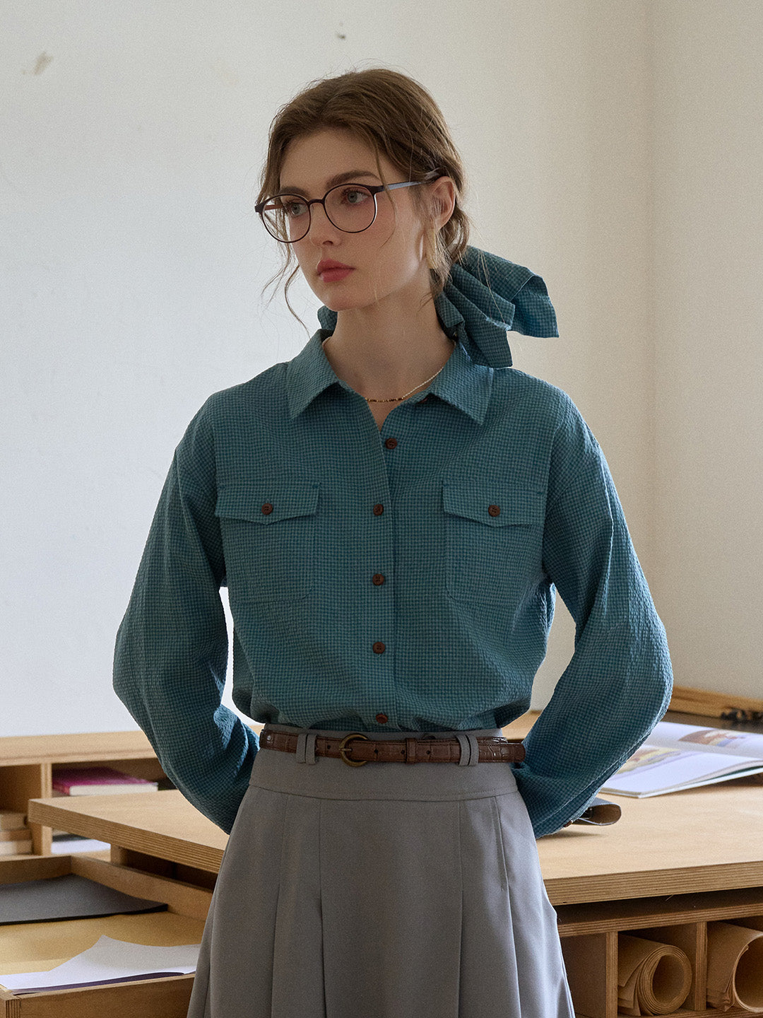 Amari Lapel Plaid 100% Cotton Shirt