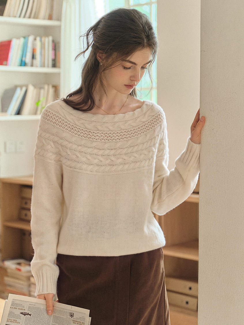 Odette Cable & Pointelle Boat-Neck Sweater
