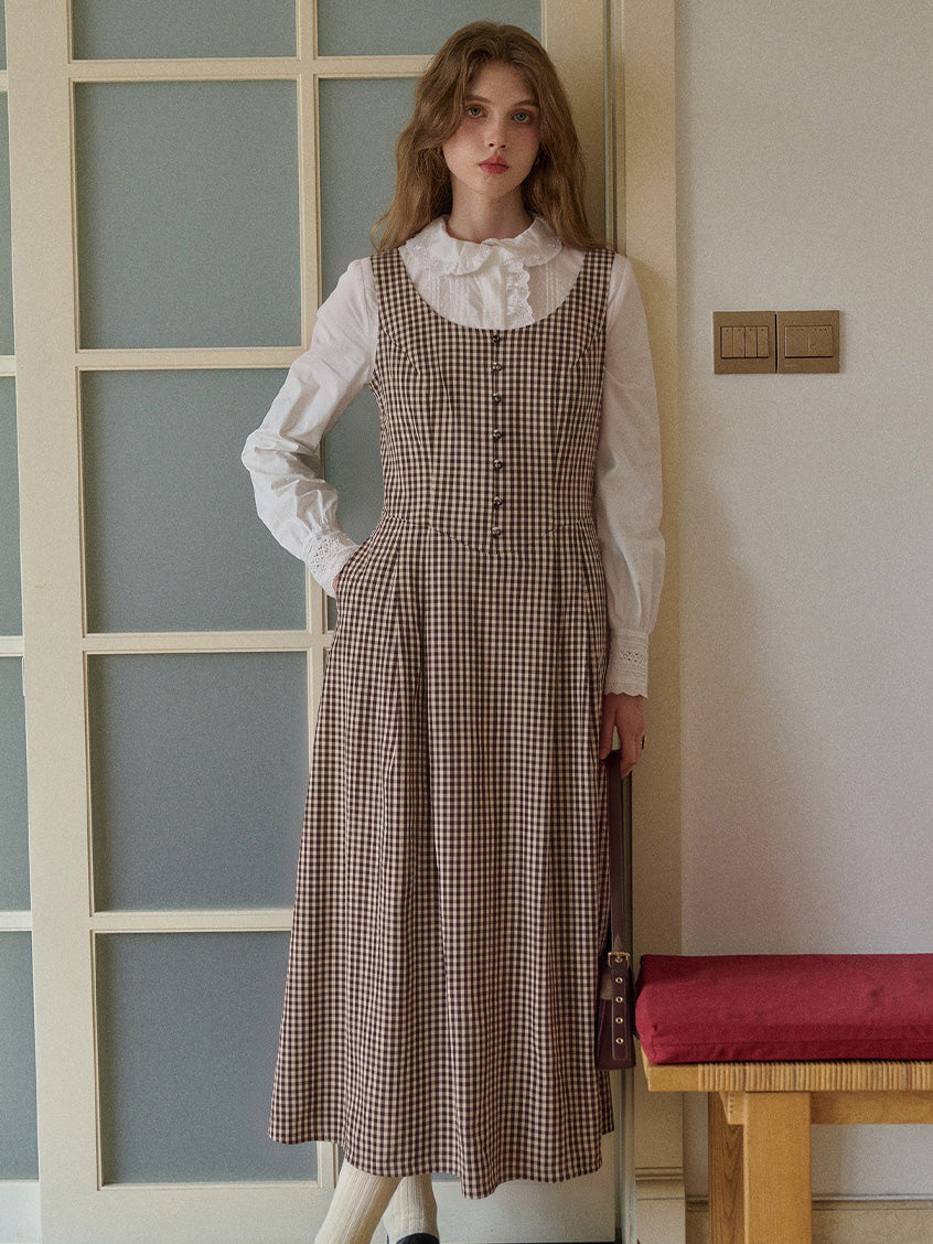 Colette Black & White Gingham Pinafore Dress