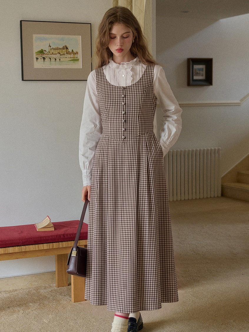 Colette Black & White Gingham Pinafore Dress