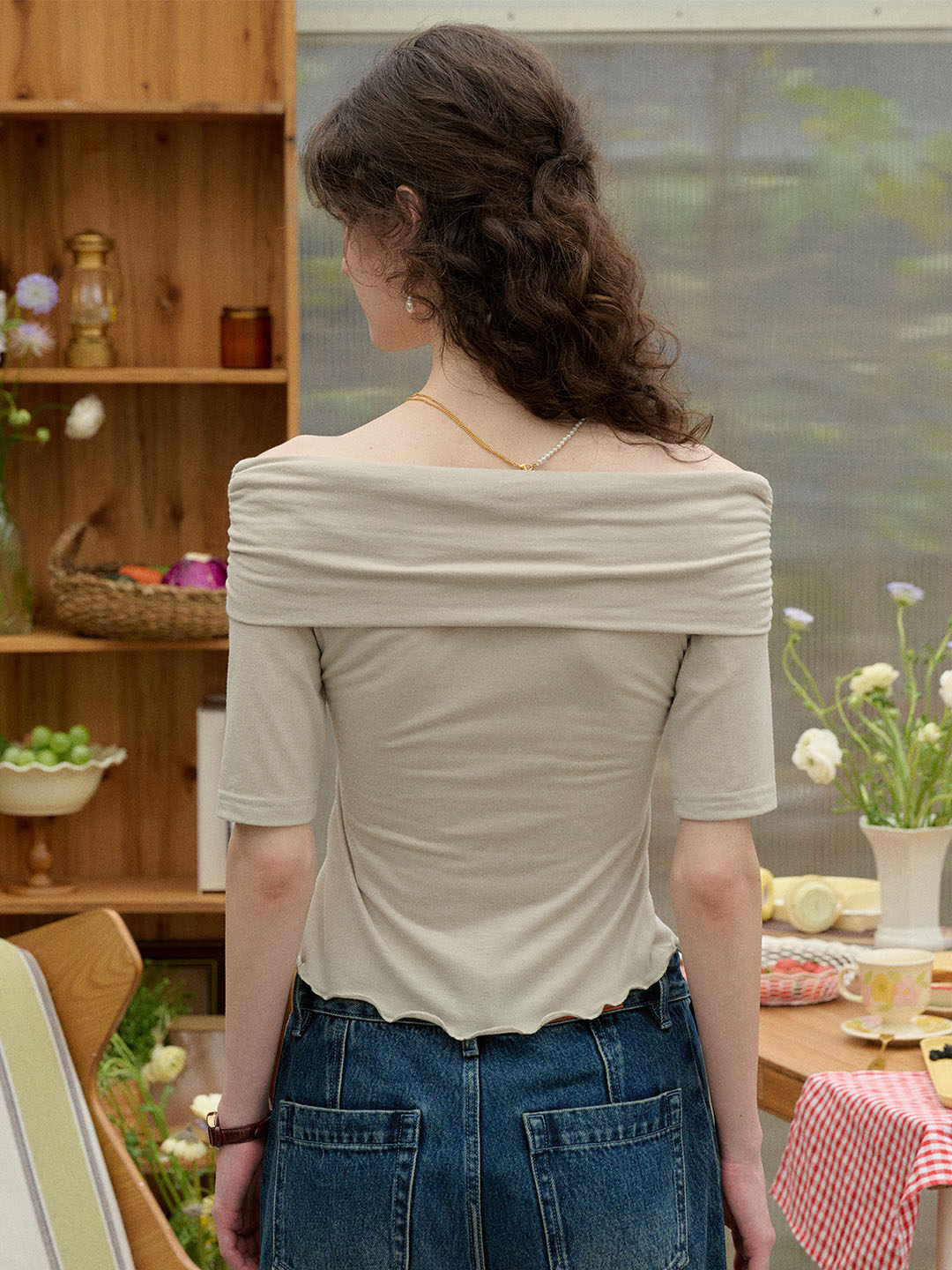 (Add-on Item) Rylie Solid Color Off The Shoulder Knitted Top