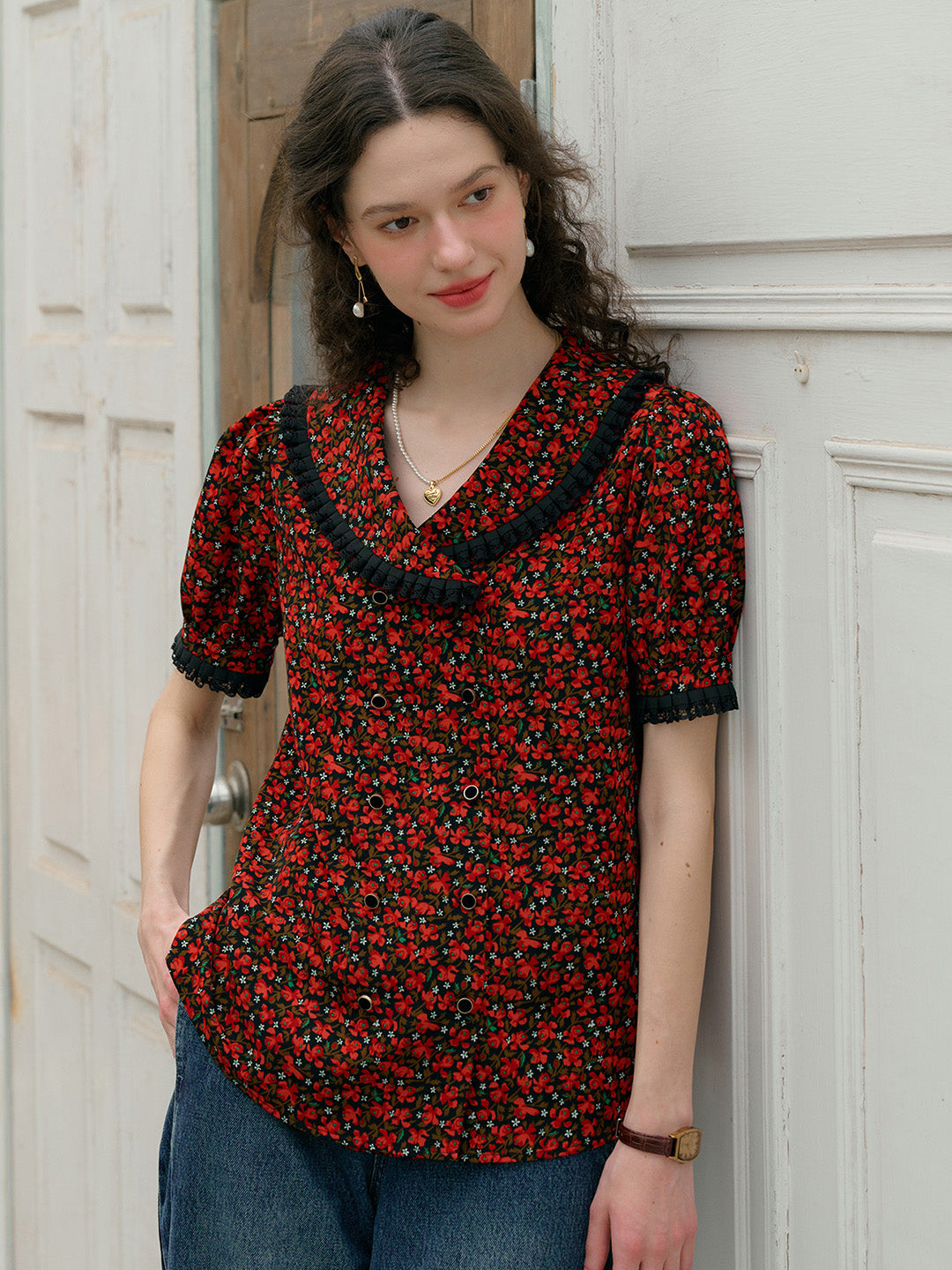 【Final Sale】Quinn V-Neck Floral Blouse