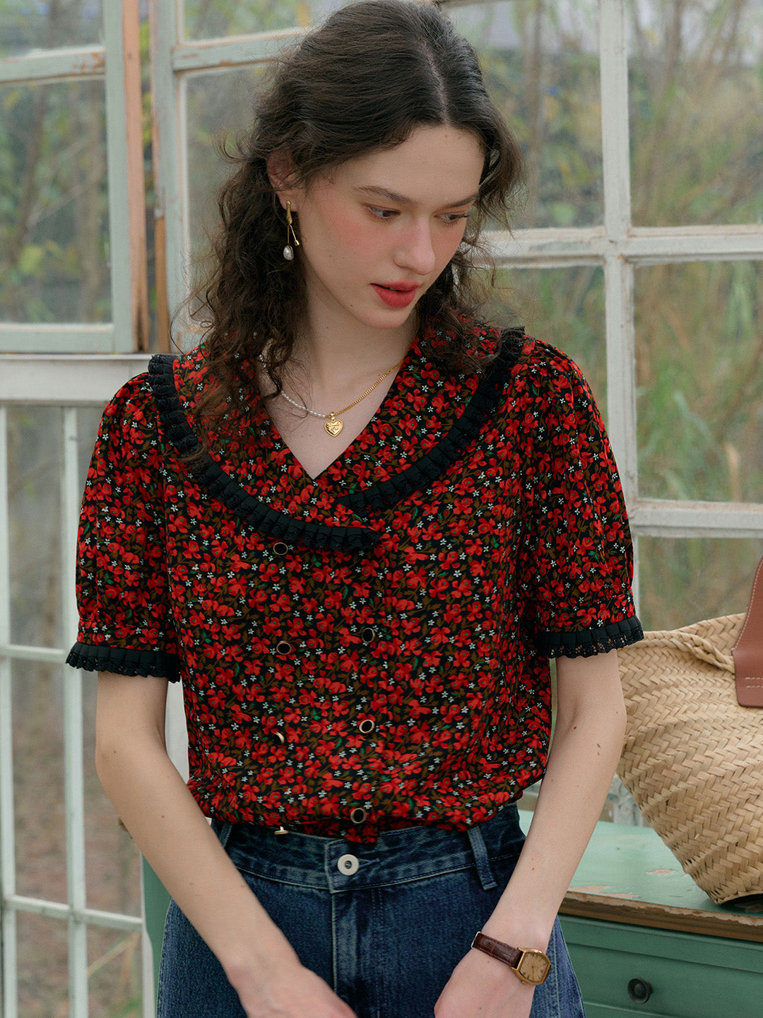 【Final Sale】Quinn V-Neck Floral Blouse