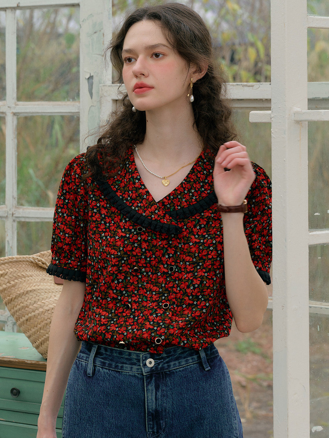 【Final Sale】Quinn V-Neck Floral Blouse