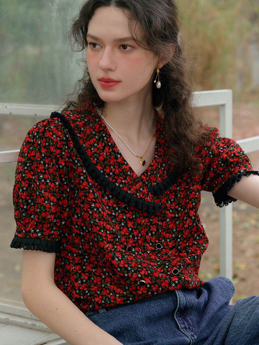 【Final Sale】Quinn V-Neck Floral Blouse