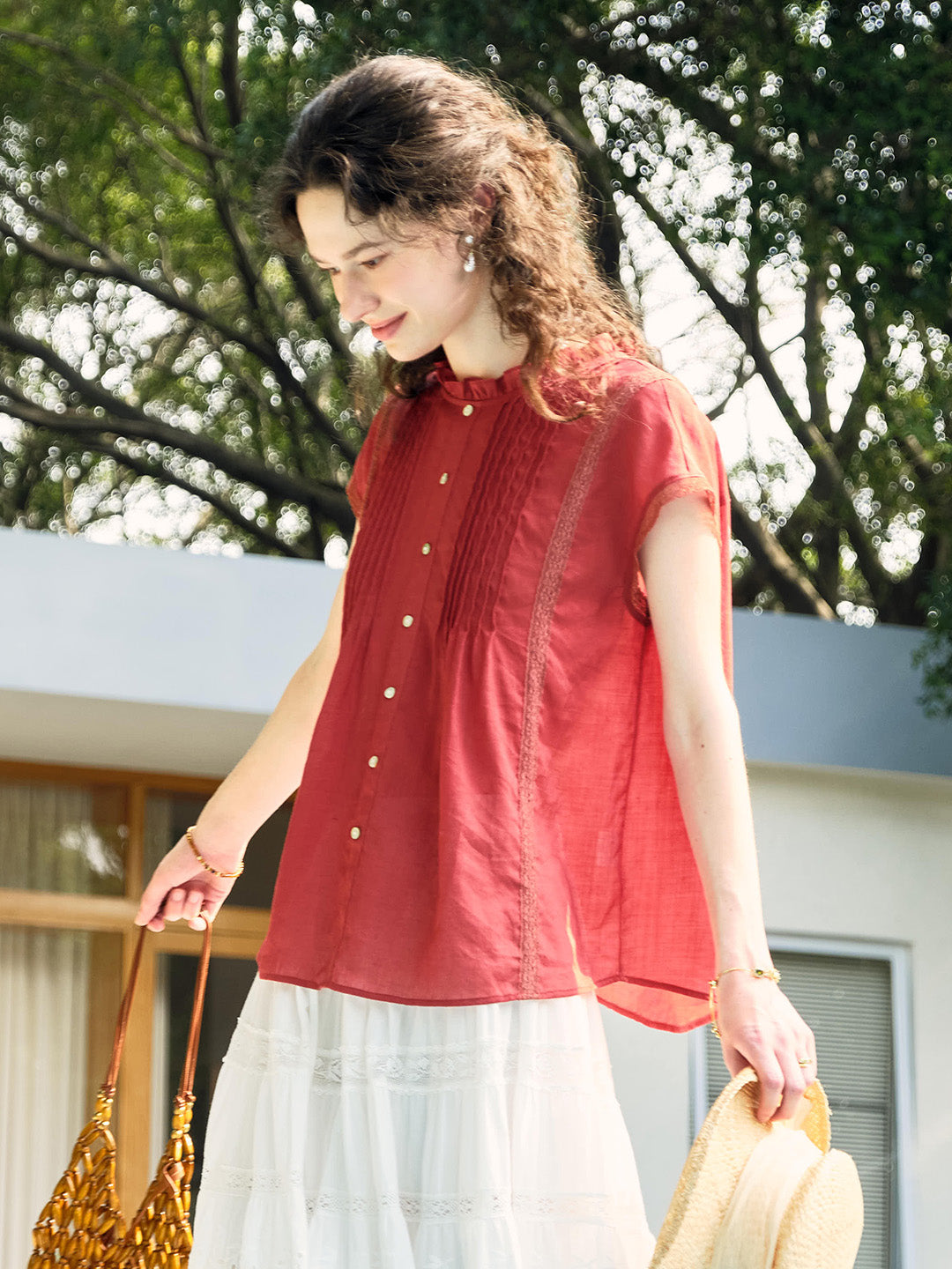 Lilac Ruffle Collar Blouse