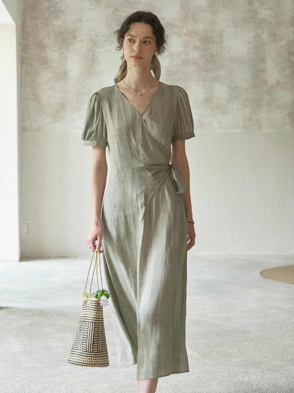 silk linen dress Lorelei V-Neck Linen Dress