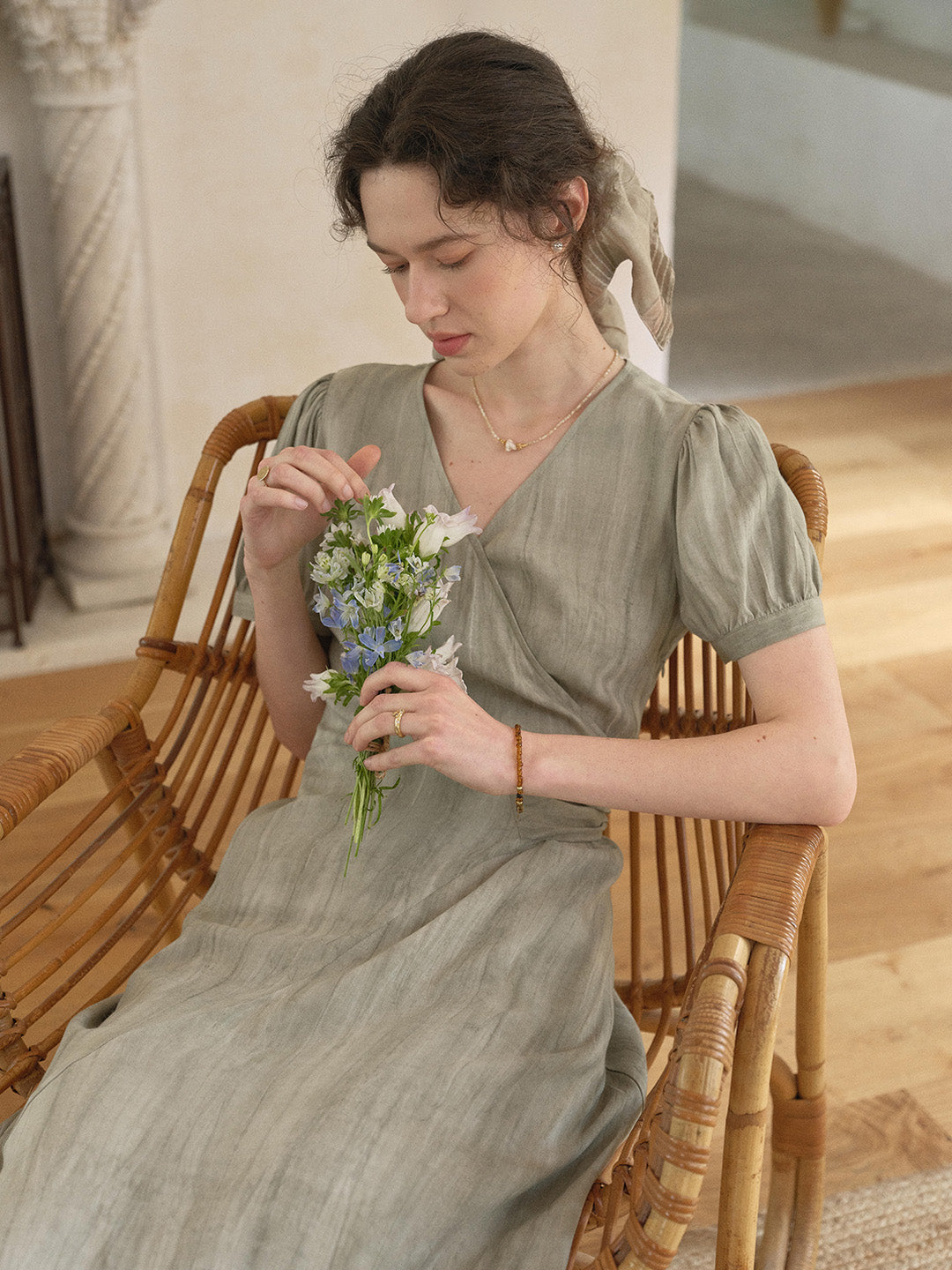 Lorelei V-Neck Linen Dress