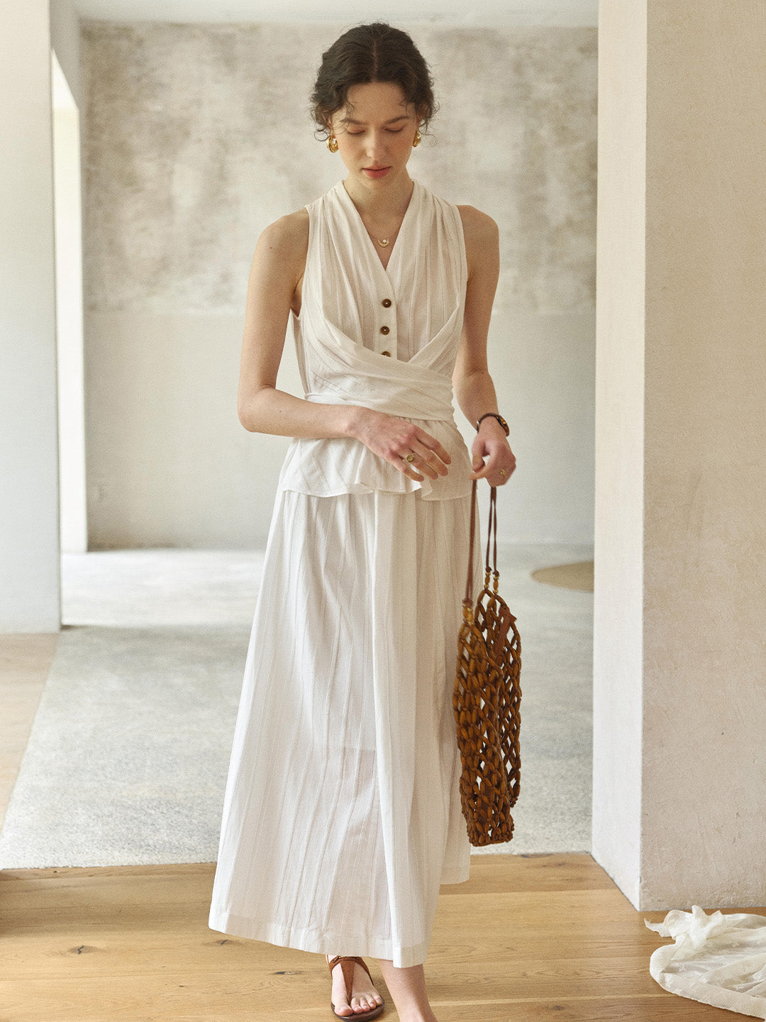 Haven V-Neck 100% Cotton Dress
