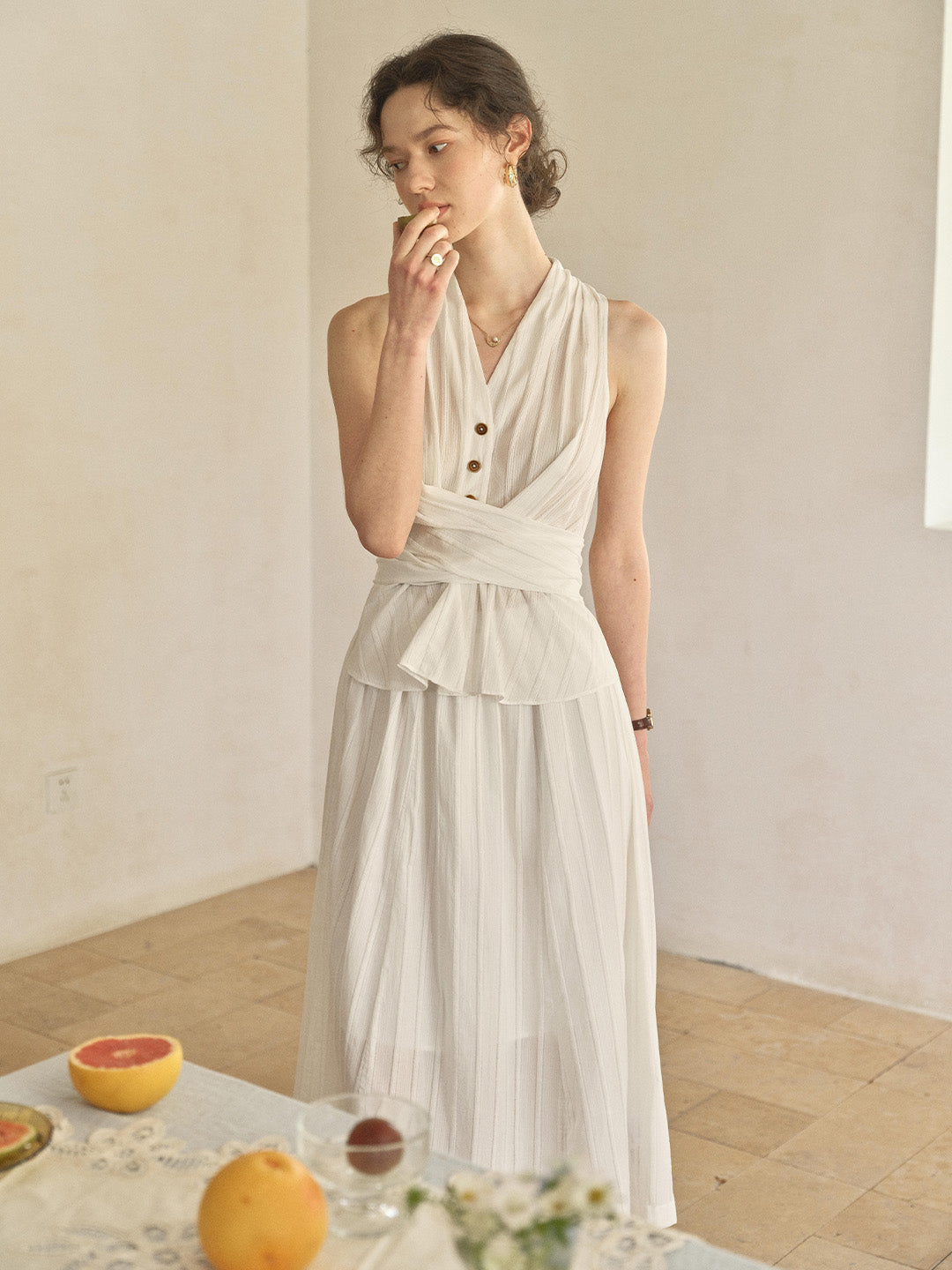 Haven V-Neck 100% Cotton Dress