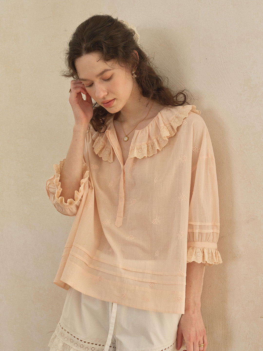 Romy Round Neck 100% Cotton Blouse
