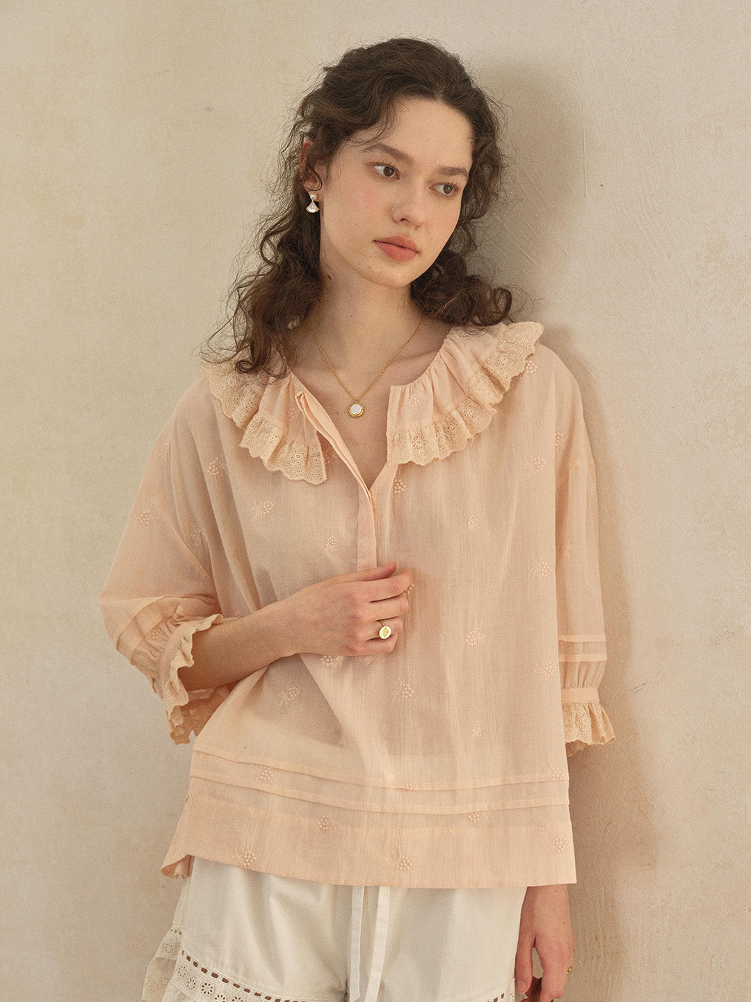 Romy Round Neck 100% Cotton Blouse