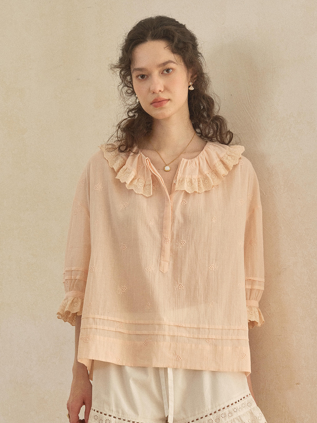 Romy Round Neck 100% Cotton Blouse