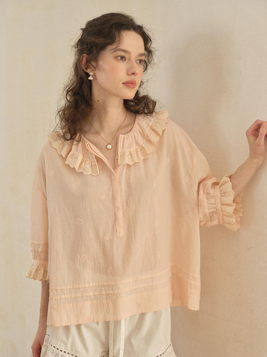 Romy Round Neck 100% Cotton Blouse